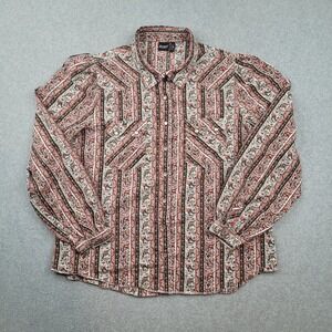 Cruel Denim Western‎ Snap Shirt Womens XL Multicolor Paisley Striped Long Sleeve